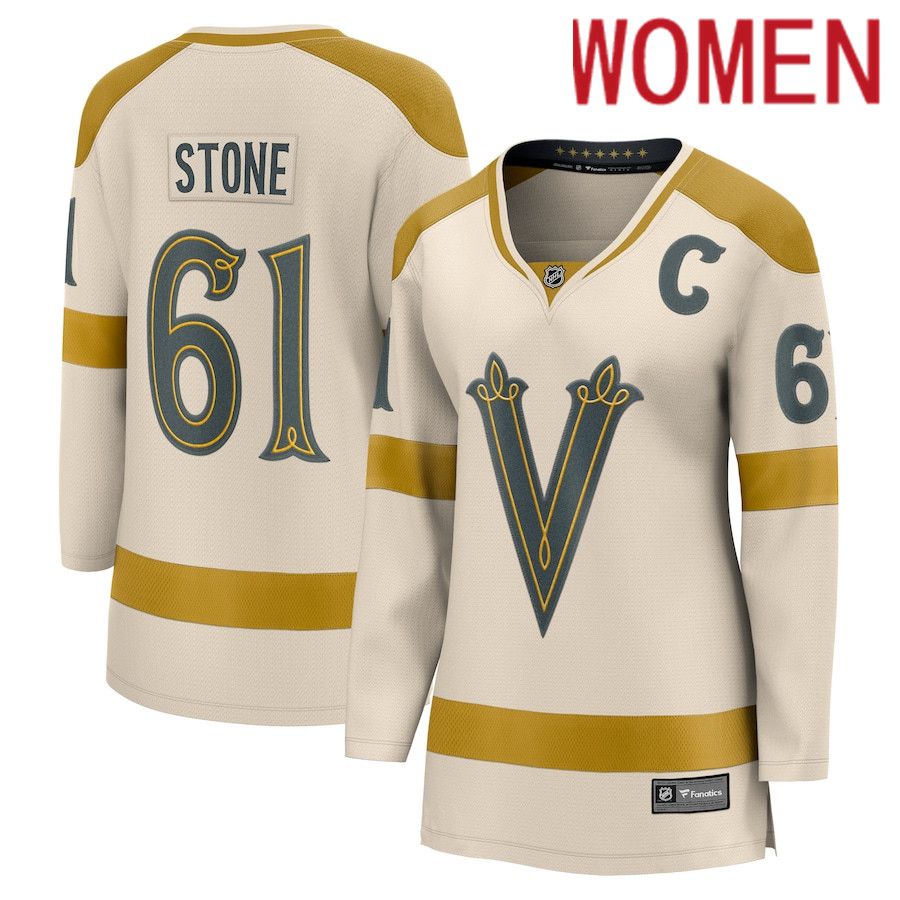Women Vegas Golden Knights #61 Mark Stone Fanatics Branded Cream 2024 NHL Winter Classic Breakaway Player Jersey